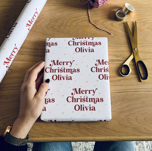 Personalised Name Christmas Wrapping Paper (Contact us with personalised request of up to 20 Characters after purchase with proof of purchase)